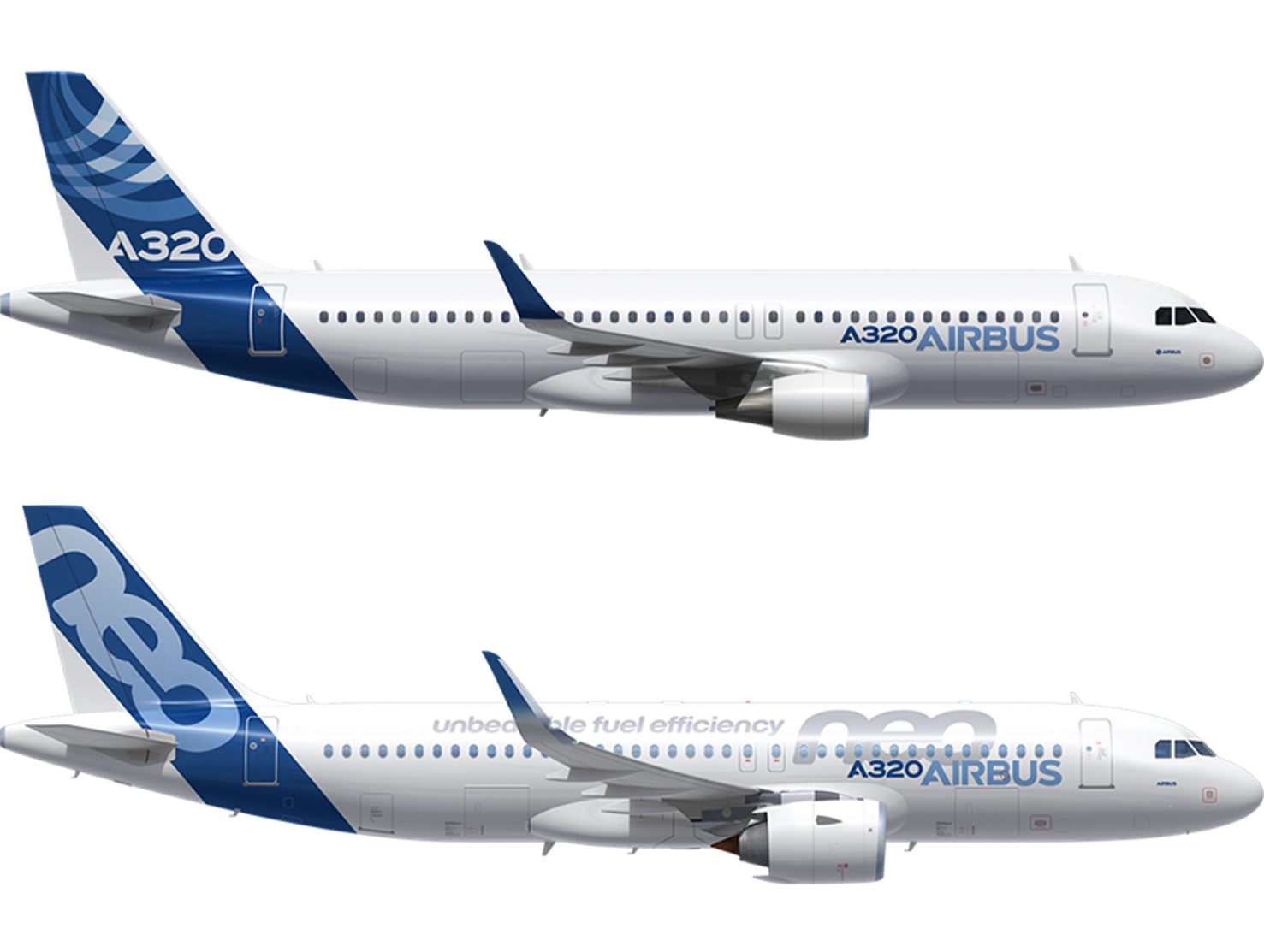A320CEOとNEOの比較画像