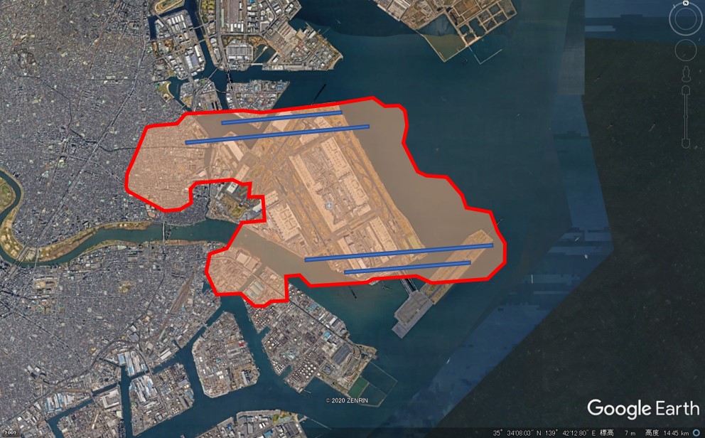 シャルル・ド・ゴール空港の敷地面積の図