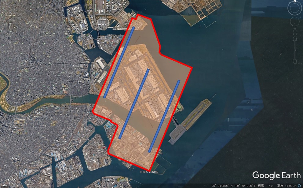 チャンギ空港の敷地面積の図